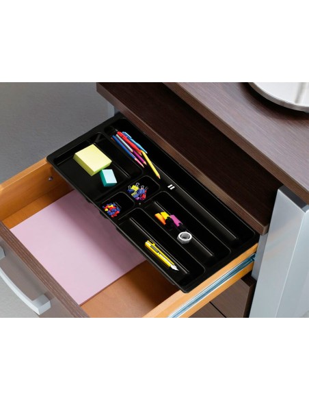 Bandeja organizadora q connect de cajones color negro 344x160x33 mm
