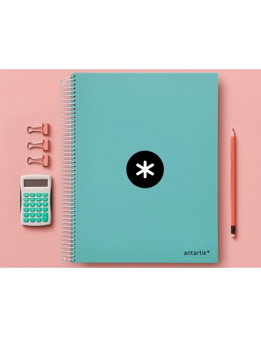 Cuaderno espiral a4 micro antartik tapa forrada 120h 100 gr liso 5 bandas 4 taladros color menta