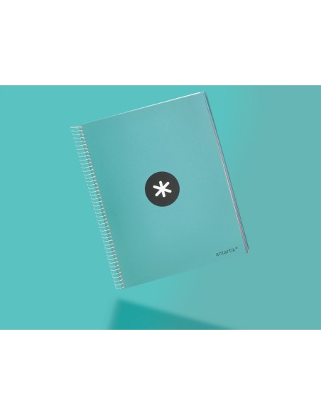 Cuaderno espiral a4 micro antartik tapa forrada 120h 100 gr liso 5 bandas 4 taladros color menta