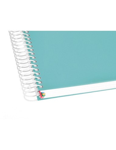 Cuaderno espiral a4 micro antartik tapa forrada 120h 100 gr liso 5 bandas 4 taladros color menta