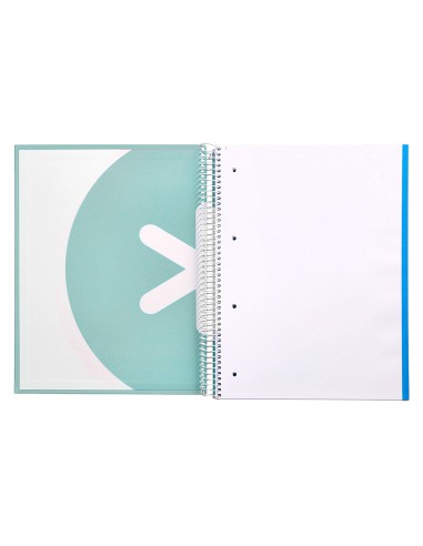 Cuaderno espiral a4 micro antartik tapa forrada 120h 100 gr liso 5 bandas 4 taladros color menta