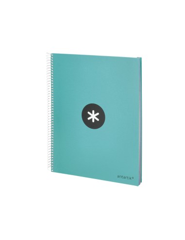 Cuaderno espiral a4 micro antartik tapa forrada 120h 100 gr liso 5 bandas 4 taladros color menta