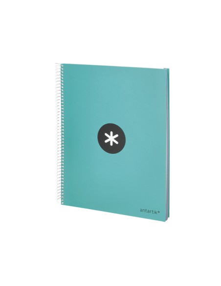 Cuaderno espiral a4 micro antartik tapa forrada 120h 100 gr liso 5 bandas 4 taladros color menta
