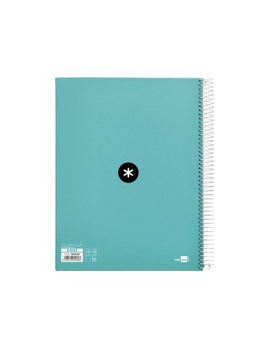 Cuaderno espiral a4 micro antartik tapa forrada 120h 100 gr liso 5 bandas 4 taladros color menta