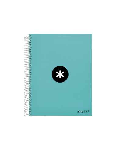 Cuaderno espiral a4 micro antartik tapa forrada 120h 100 gr liso 5 bandas 4 taladros color menta