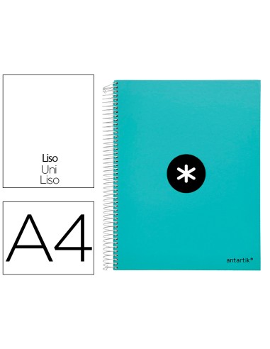 Cuaderno espiral a4 micro antartik tapa forrada 120h 100 gr liso 5 bandas 4 taladros color menta