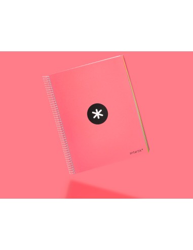 Cuaderno espiral a4 micro antartik tapa forrada 120h 100 gr liso 5 bandas 4 taladros color coral