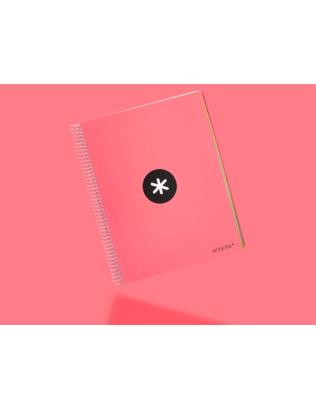 Cuaderno espiral a4 micro antartik tapa forrada 120h 100 gr liso 5 bandas 4 taladros color coral