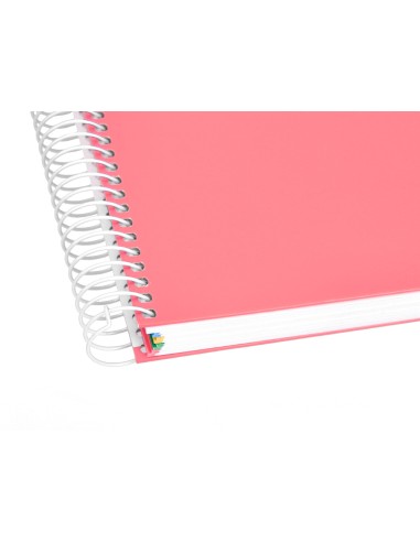 Cuaderno espiral a4 micro antartik tapa forrada 120h 100 gr liso 5 bandas 4 taladros color coral