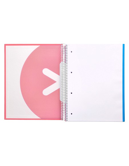 Cuaderno espiral a4 micro antartik tapa forrada 120h 100 gr liso 5 bandas 4 taladros color coral