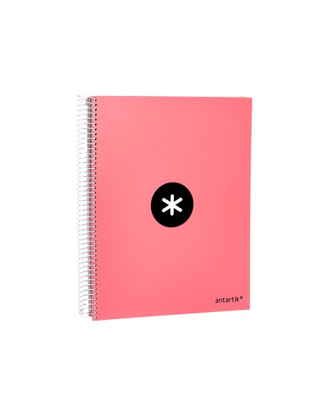 Cuaderno espiral a4 micro antartik tapa forrada 120h 100 gr liso 5 bandas 4 taladros color coral