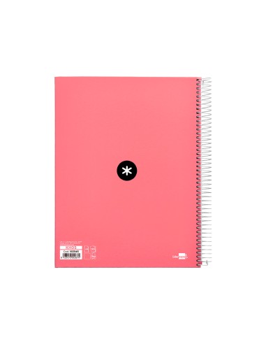 Cuaderno espiral a4 micro antartik tapa forrada 120h 100 gr liso 5 bandas 4 taladros color coral
