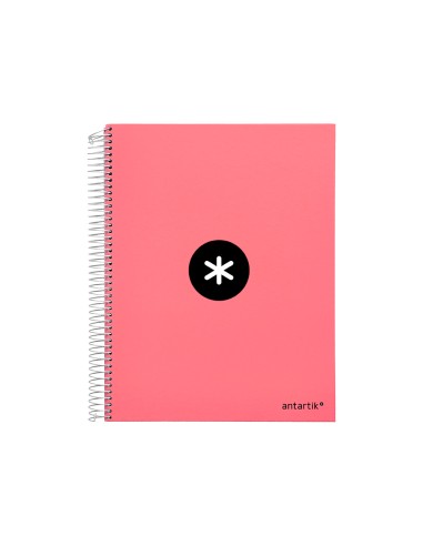 Cuaderno espiral a4 micro antartik tapa forrada 120h 100 gr liso 5 bandas 4 taladros color coral