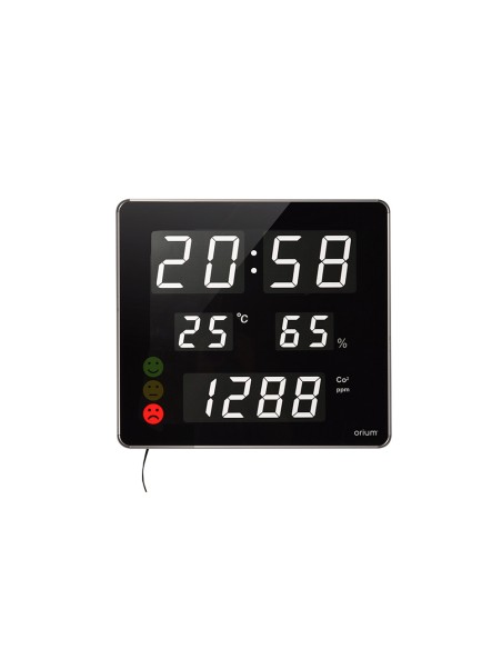 Reloj orium cep con medidor de co2 pantalla led alarma personalizable y sensor de infrarrojos 400x360x40 mm