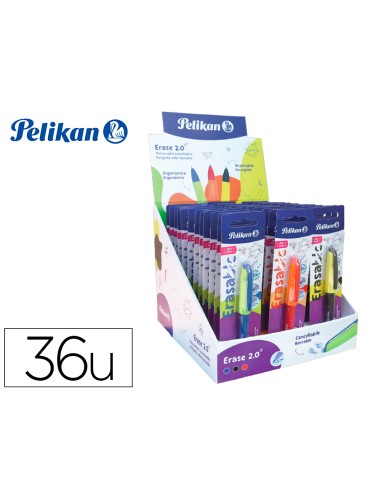 Expositor pelikan sobremesa erase 20 contenido 60 rollers colores surtidos y 36 recambios colores surtidos