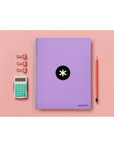 Cuaderno espiral a4 micro antartik tapa forrada 120h 100 gr horizontal 5 banda4 taladros color lavanda