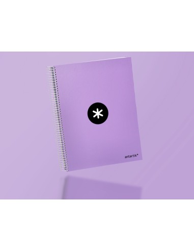 Cuaderno espiral a4 micro antartik tapa forrada 120h 100 gr horizontal 5 banda4 taladros color lavanda