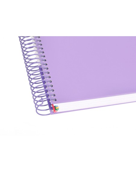 Cuaderno espiral a4 micro antartik tapa forrada 120h 100 gr horizontal 5 banda4 taladros color lavanda