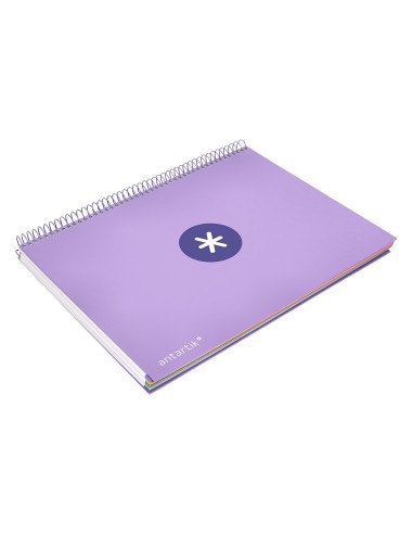 Cuaderno espiral a4 micro antartik tapa forrada 120h 100 gr horizontal 5 banda4 taladros color lavanda