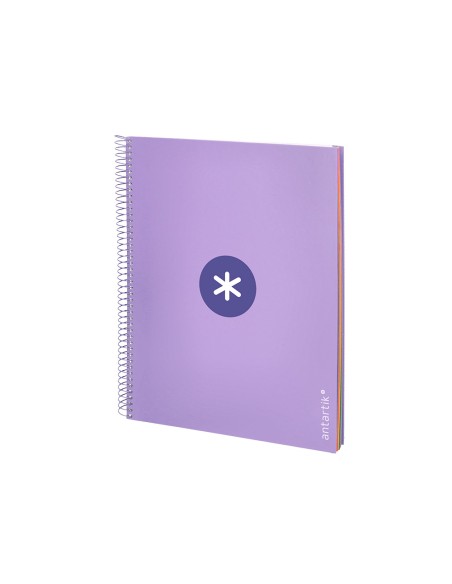 Cuaderno espiral a4 micro antartik tapa forrada 120h 100 gr horizontal 5 banda4 taladros color lavanda