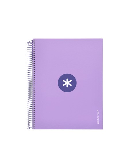 Cuaderno espiral a4 micro antartik tapa forrada 120h 100 gr horizontal 5 banda4 taladros color lavanda