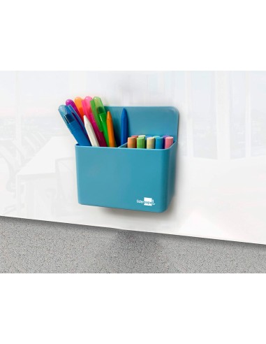 Cubilete portalapices liderpapel azul claro opaco plastico magnetico 125x75x40 mm