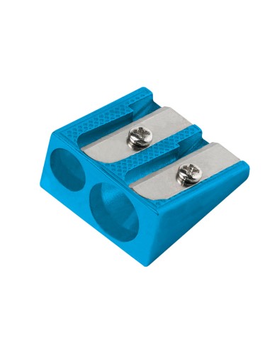 Sacapuntas liderpapel metalico cuna 2 usos color azul