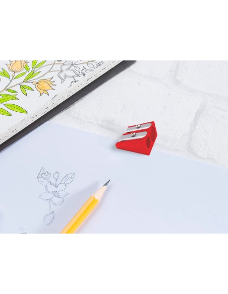 Sacapuntas liderpapel metalico cuna 2 usos color rojo