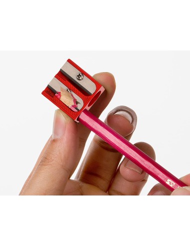 Sacapuntas liderpapel metalico cuna 2 usos color rojo