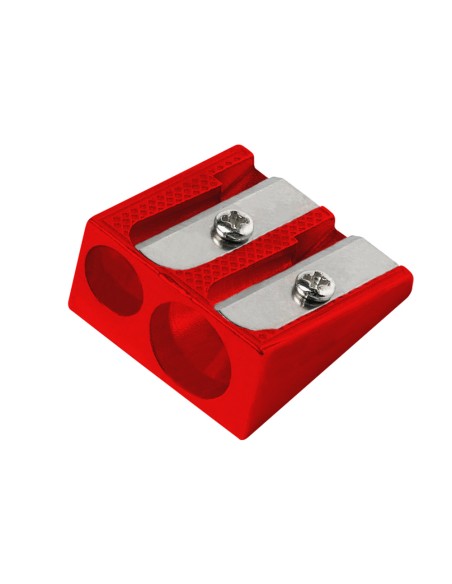 Sacapuntas liderpapel metalico cuna 2 usos color rojo