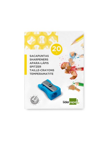 Sacapuntas liderpapel metalico cuna 1 uso color azul