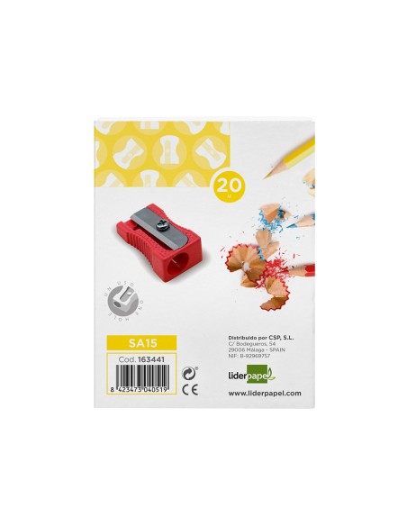 Sacapuntas liderpapel metalico cuna 1 uso color rojo