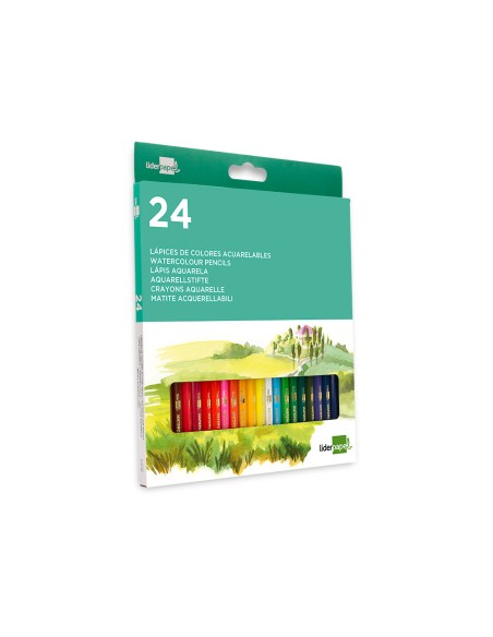 Lapices de colores acuarelables liderpapel caja de 24 unidades colores surtidos