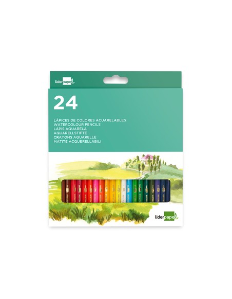 Lapices de colores acuarelables liderpapel caja de 24 unidades colores surtidos