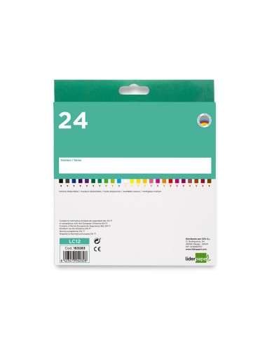 Lapices de colores acuarelables liderpapel caja de 24 unidades colores surtidos