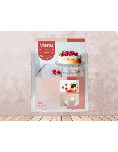 Expositor mural archivo 2000 metacrilato un compartimento din a4 transparente 225x50x244 mm