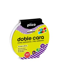 Cinta adhesiva plico doble cara transparente 50 mt x 15 mm