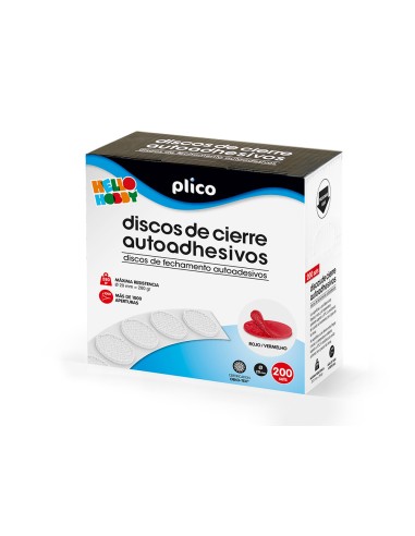 Disco de cierre plico velcro autoadhesivo 20 mm diametro color rojo caja de 200 unidades