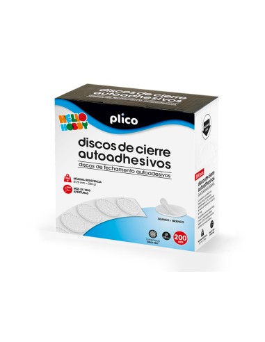 Disco de cierre plico velcro autoadhesivo 20 mm diametro color blanco caja de 200 unidades