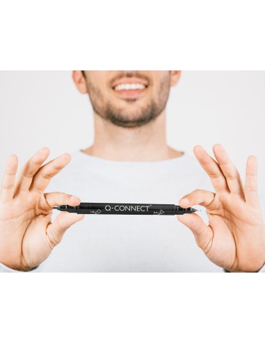 Rotulador q connect marcador permanente doble punta color negro 4 mm y 1 mm