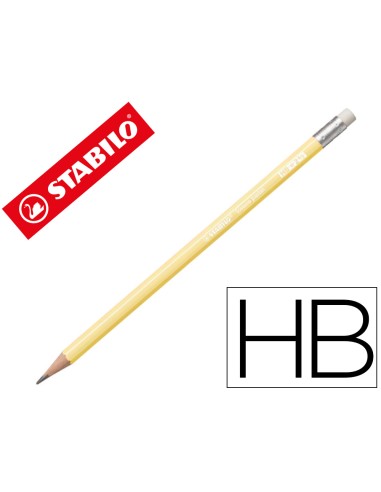 Lapices de grafito con goma stabilo swano mina 22 mm dureza hb amarillo pastel