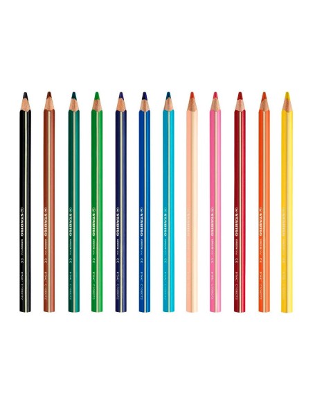 Lapices de colores stabilo green colors con certificado fsc estuche carton de 12 unidades colores surtidos