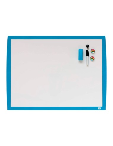 Pizarra blanca nobo magnetica marco azul 430x585 mm