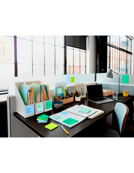 Bloc de notas adhesivas quita y pon post it super sticky oasis 76x76 mm 90 hojas 100 pefc pack de 5 unidades