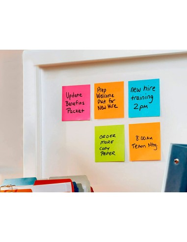 Bloc de notas adhesivas quita y pon post it super sticky playful 76x76 mm 90 hojas 100 pefc pack de 6 unidades