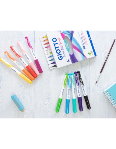 Rotulador giotto turbo soft brush punta de pincel caja de 10 unidades colores surtidos