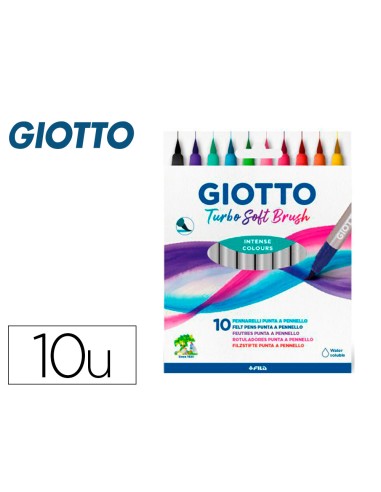 Rotulador giotto turbo soft brush punta de pincel caja de 10 unidades colores surtidos