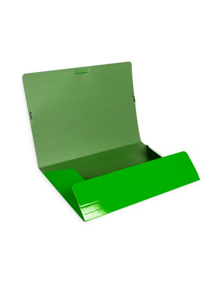 Carpeta liderpapel gomas folio 3 solapas carton plastificado color verde