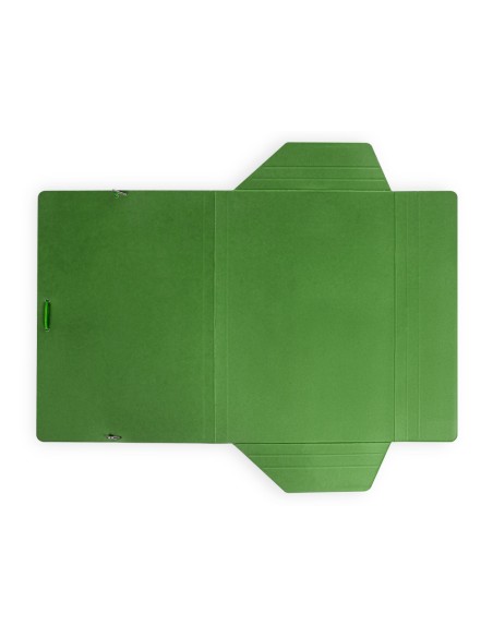 Carpeta liderpapel gomas folio 3 solapas carton plastificado color verde