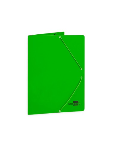 Carpeta liderpapel gomas folio 3 solapas carton plastificado color verde